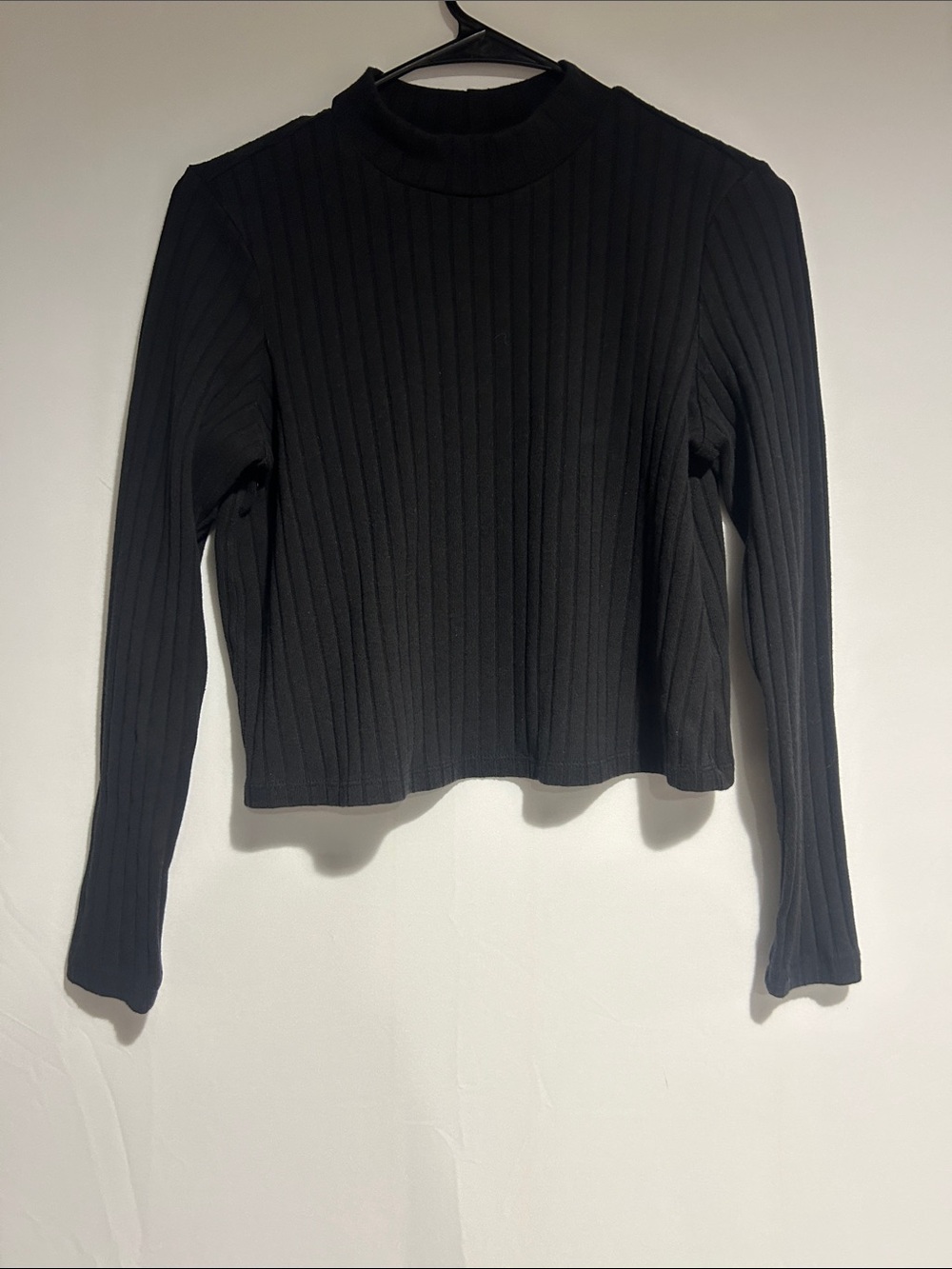 Old Navy Black Ribbed Mock Neck Long Sleeve Top